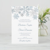 Silver Blue Snowflakes Weihnachten Winter Hochzeit Einladung (Stehend Vorderseite)