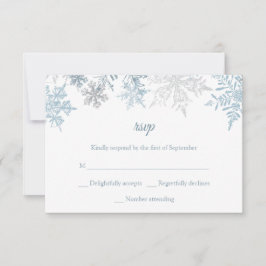 Silver Blue Snowflakes Weihnachten Winter Hochzeit RSVP Karte