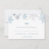 Silver Blue Snowflakes Weihnachten Winter Hochzeit RSVP Karte (Vorderseite)