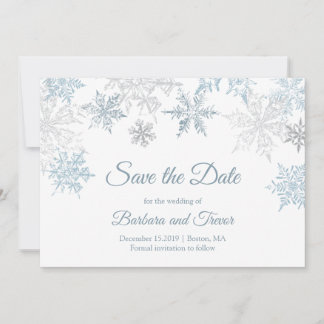 Silver Blue Snowflakes Weihnachten Winter Hochzeit Save The Date