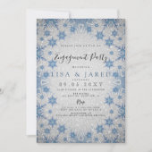 Silver Blue Snowflakes Winter Engagement Party Einladung (Vorderseite)