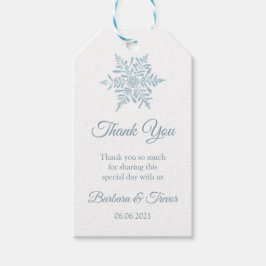 Silver Blue Snowflakes Winter Wedding Danke Geschenkanhänger