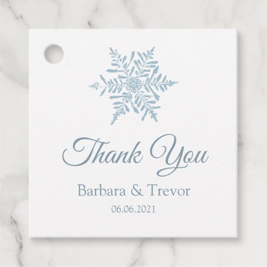 Silver Blue Snowflakes Winter Wedding Danke Geschenkanhänger (Vorderseite)