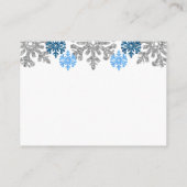 Silver Blue Snowflakes Winter Wedding Empfang Begleitkarte (Rückseite)