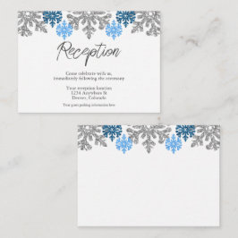 Silver Blue Snowflakes Winter Wedding Empfang Begleitkarte