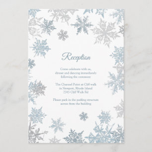 Silver Blue Snowflakes Winter Wedding Empfang Einladung