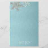 Silver Blue Snowflakes Winter Wedding Menu Card (Rückseite)