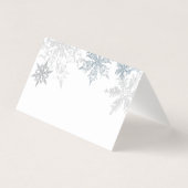 Silver Blue Snowflakes Winter Wedding Platzkarte Visitenkarten (Rückseite)