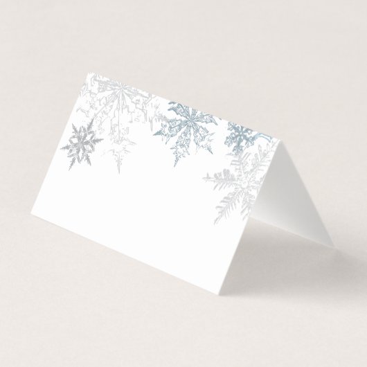 Silver Blue Snowflakes Winter Wedding Platzkarte Visitenkarten (Rückseite)