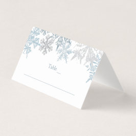 Silver Blue Snowflakes Winter Wedding Platzkarte Visitenkarten