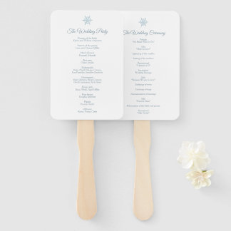 Silver Blue Snowflakes Winter Wedding Programm Fächer