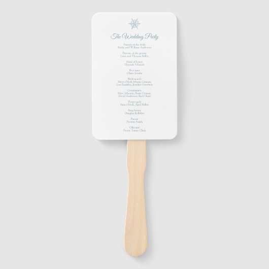 Silver Blue Snowflakes Winter Wedding Programm Fächer (Vorderseite)