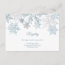 Silver Blue Snowflakes Winter Wedding Registry Begleitkarte