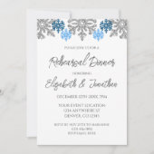 Silver Blue Snowflakes Winterabend Probe Einladung (Vorderseite)