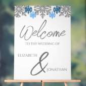 Silver Blue Snowflakes Winterhochzeit Acrylschild (Neutral)