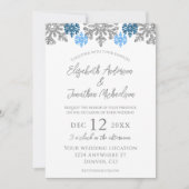 Silver Blue Snowflakes Winterhochzeit Einladung (Vorderseite)