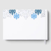 Silver Blue Snowflakes Winterhochzeit Gästebuch (Rückseite)