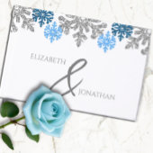 Silver Blue Snowflakes Winterhochzeit Gästebuch