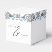 Silver Blue Snowflakes Winterhochzeit Geschenkschachtel (Vorderseite)