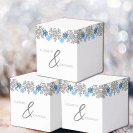 Silver Blue Snowflakes Winterhochzeit Geschenkschachtel