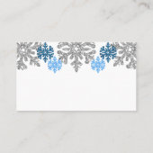Silver Blue Snowflakes Winterhochzeit Platzkarte (Rückseite)