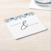Silver Blue Snowflakes Winterhochzeit Rechteckiger Pappuntersetzer (angewinkelt)