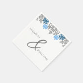 Silver Blue Snowflakes Winterhochzeit Serviette (Ecke)