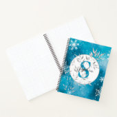 Silver Blue Sparkle Christmas Monogram Bullet Notizblock (Innenseite)