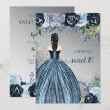 Silver Blue Sparkle Dress Sweet 16 Geburtstag