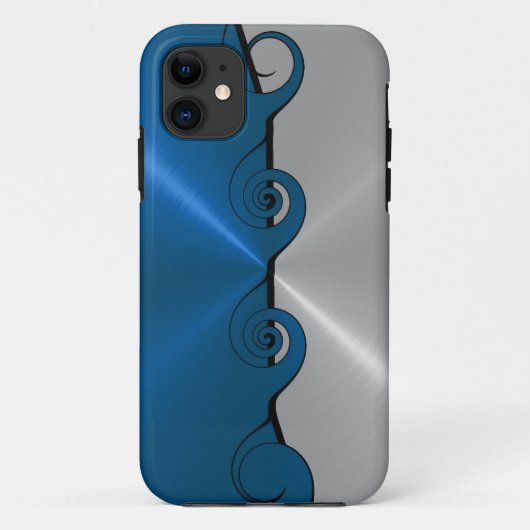 Silver Blue Stainless Metallic Swirl Muster Case-Mate iPhone Hülle (Rückseite)
