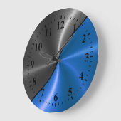 Silver Blue Stainless Steel Metal Look Große Wanduhr (Winkel)