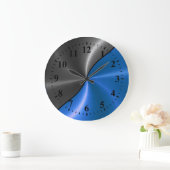 Silver Blue Stainless Steel Metal Look Große Wanduhr (Zuhause)