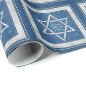Silver Blue Star von David Customizable Hanukkah Geschenkpapier (Rolleneckpunkt)