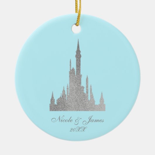 Silver & Blue Storybook Princess Personalisiert Keramik Ornament (Vorne)