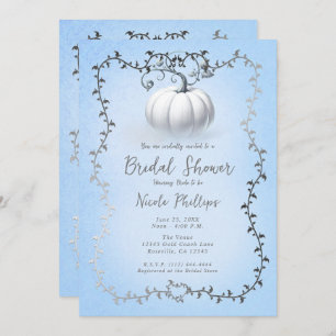 Silver & Blue Storybook White Pumpkin Bridal Einladung