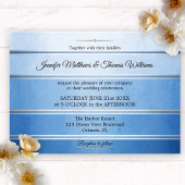 Silver Blue Striped Tone on Tone Wedding Einladung