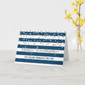 Silver Blue Stripes Anniversary Card Karte (Gelbe Blume)