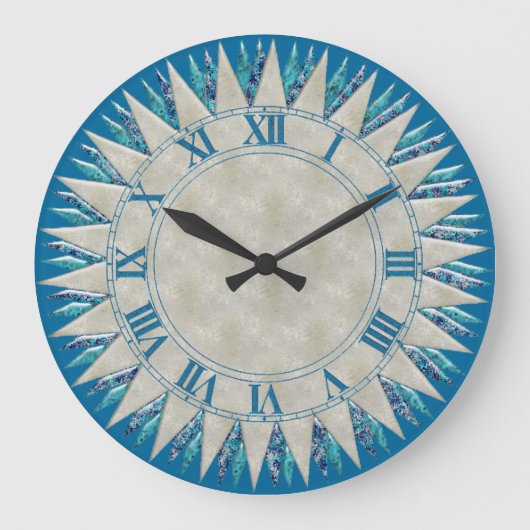 Silver Blue Sun Wall Uhr (Vorderseite)
