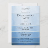 Silver Blue Ton sur Ton Stripte Verlobung Einladung (Vorderseite)