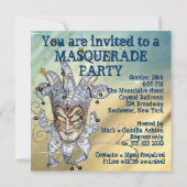 Silver Blue und Gold Masquerade Party Einladung (Rückseite)