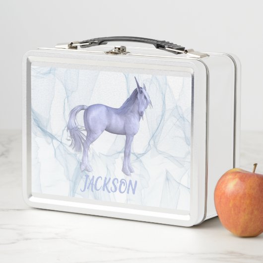 Silver- Blue Unicorn Metall Brotdose (Beispiel)