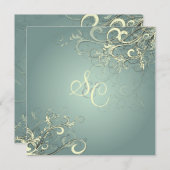 Silver blue/vanilla Wirbel Hochzeitsfeiern Einladung (Vorne/Hinten)