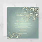 Silver blue/vanilla Wirbel Hochzeitsfeiern Einladung (Rückseite)