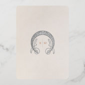 Silver Blue Vintage Wedding William Morris Folieneinladung (Rückseite)