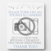 Silver & Blue Wedding No Phones oder Kameras Zeich Fotoplatte (Vorderseite)