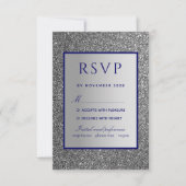 Silver Blue Wedding RSVP Card Karte (Vorderseite)