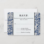 Silver Blue Wedding RSVP Karte (Vorderseite)