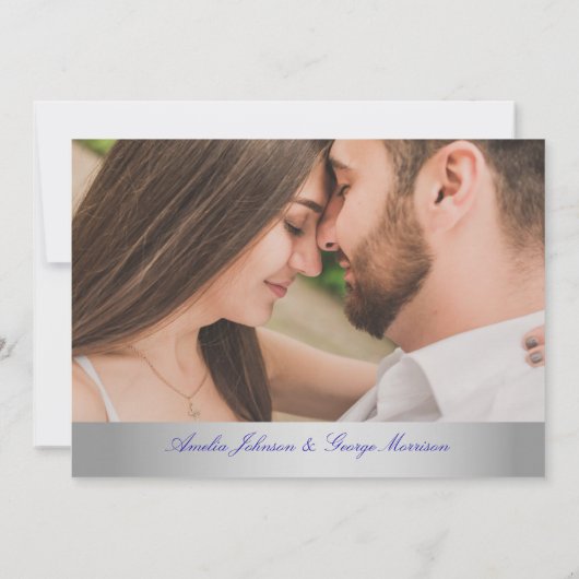 Silver Blue Wedding speichert das Datum Save The Date (Rückseite)