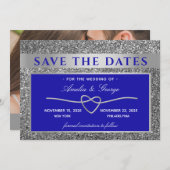Silver Blue Wedding speichert das Datum Save The Date (Vorne/Hinten)