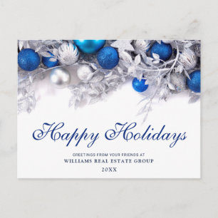 Silver Blue Weihnachtsschmuck Corporate Gruß Feiertagspostkarte